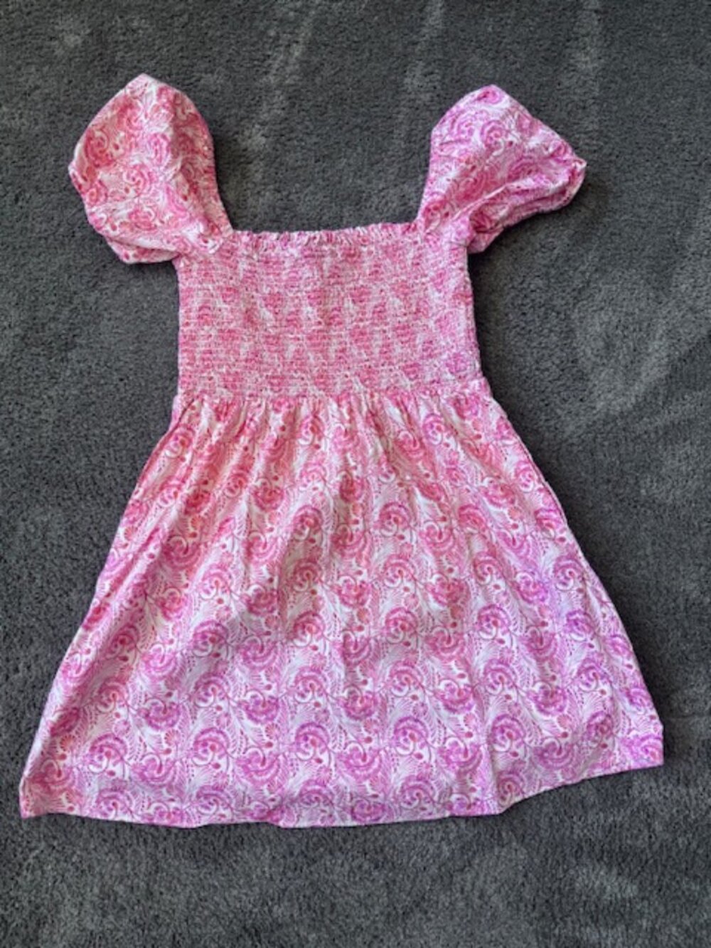 Pink & White Puff Sleeve Smocked Dress – Feminine Cottagecore Style